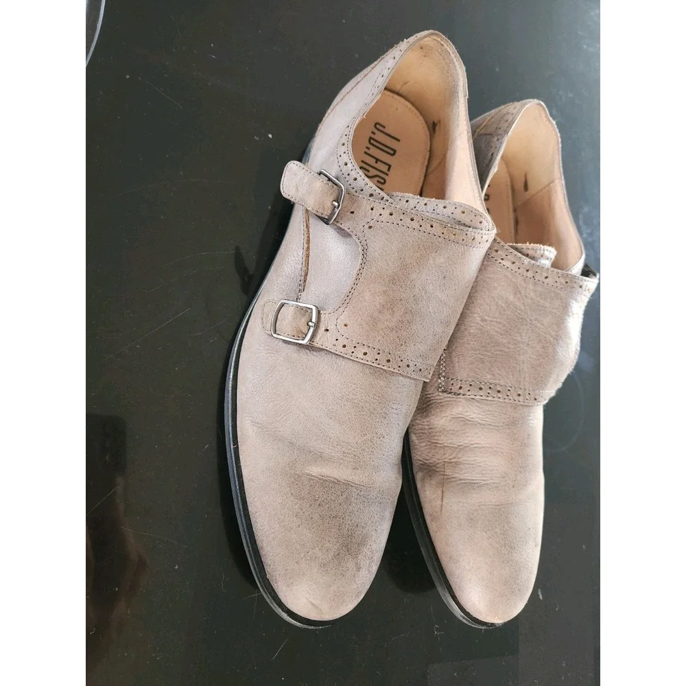Mens JD Fisk Marc Designer Leather‎ Double Monk Strap Shoes Size 10
